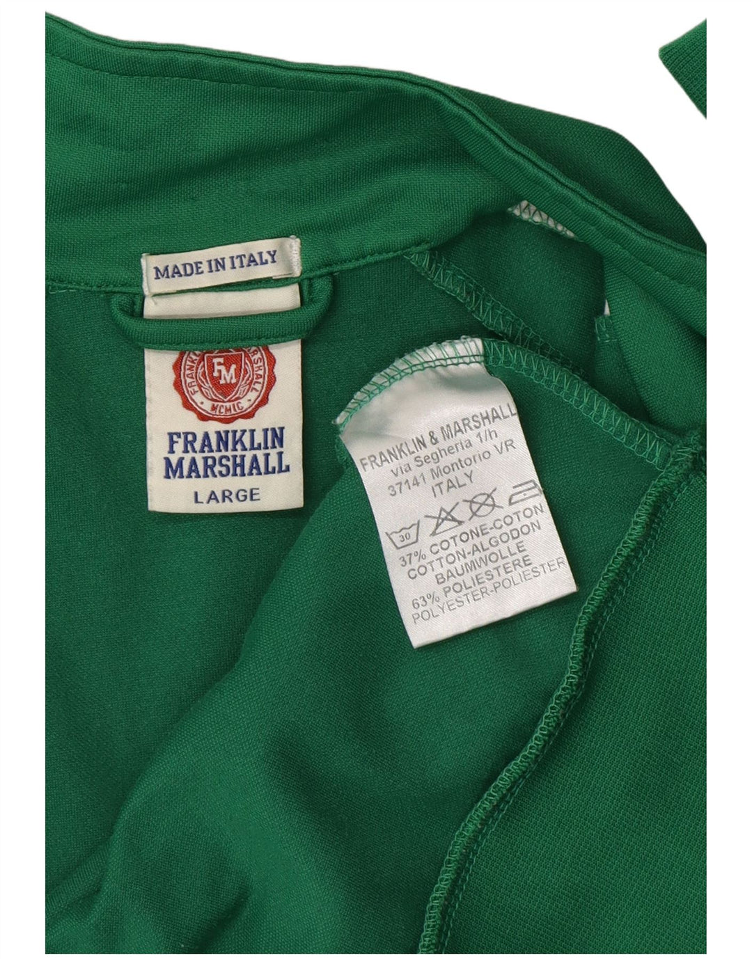 Franklin Marshall Mens Tracksuit Top Jacket Large Green Colourblock Cotton