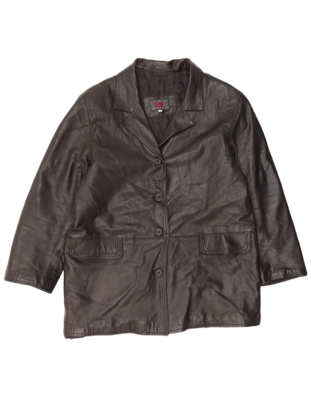 Damski płaszcz skórzany VINTAGE IT 48 XL Czarna skóra