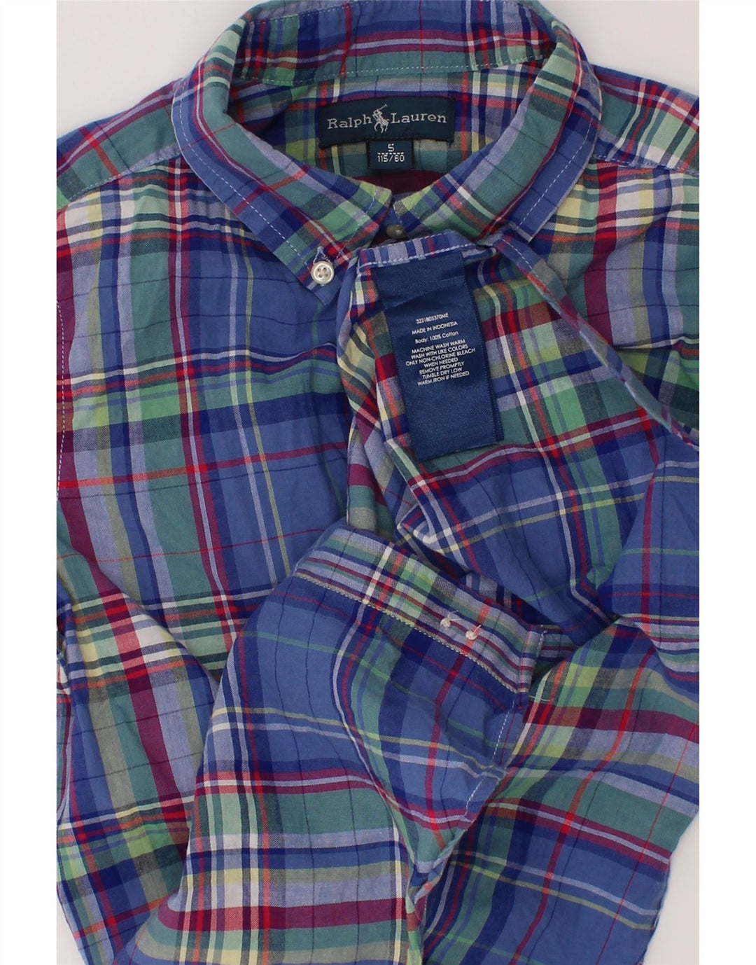 Koszula chłopięca z krótkim rękawem Ralph Lauren, 4-5 lat, bawełniana w niebieską kratkę