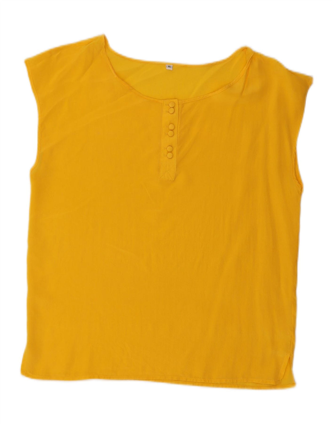 Damska bluzka bez rękawów VINTAGE UK 18 XL Żółty jedwab