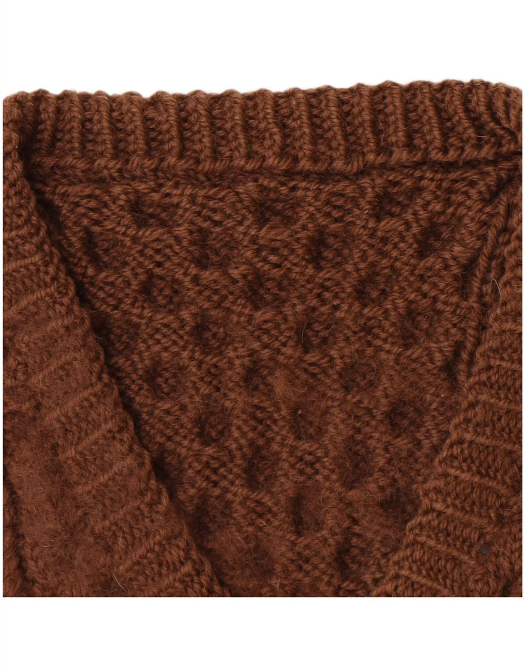 Sweter damski VINTAGE z dekoltem w kształcie litery V, UK 14, duży brązowy