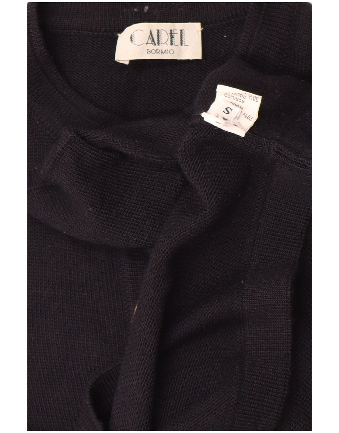 Vintage damski sweter oversize UK 10, mały, granatowy, wełniany