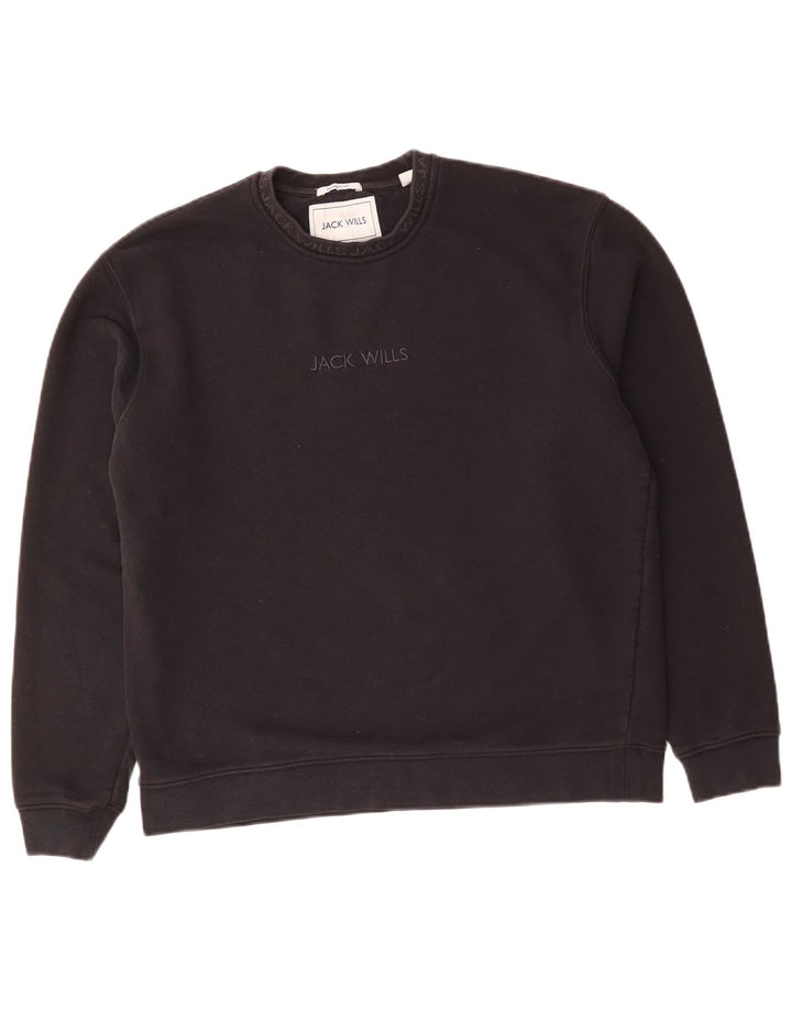 JACK WILLS Męski sweter o swobodnym kroju, średniej wielkości, czarny, bawełniany