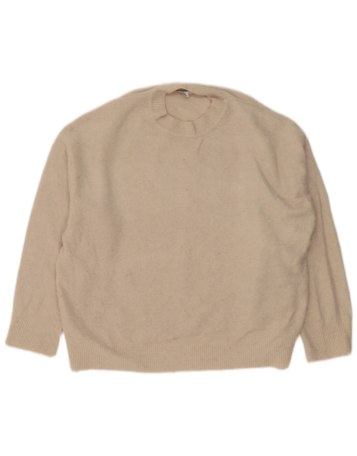 Damski sweter Zara Crop Oversize z okrągłym dekoltem UK 14 Średni Beż