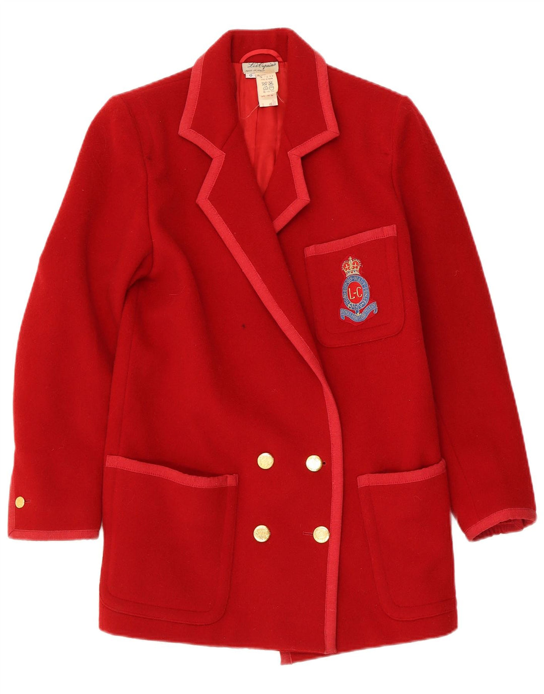 Damski płaszcz dwurzędowy Les Copains UK 10 Small Red Wełna