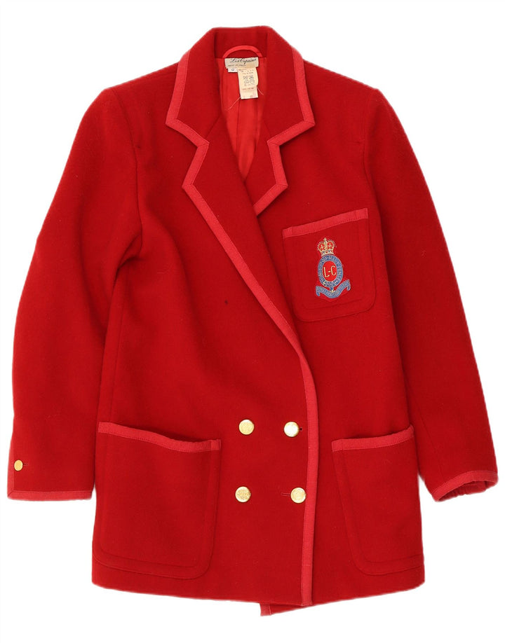 Damski płaszcz dwurzędowy Les Copains UK 10 Small Red Wełna