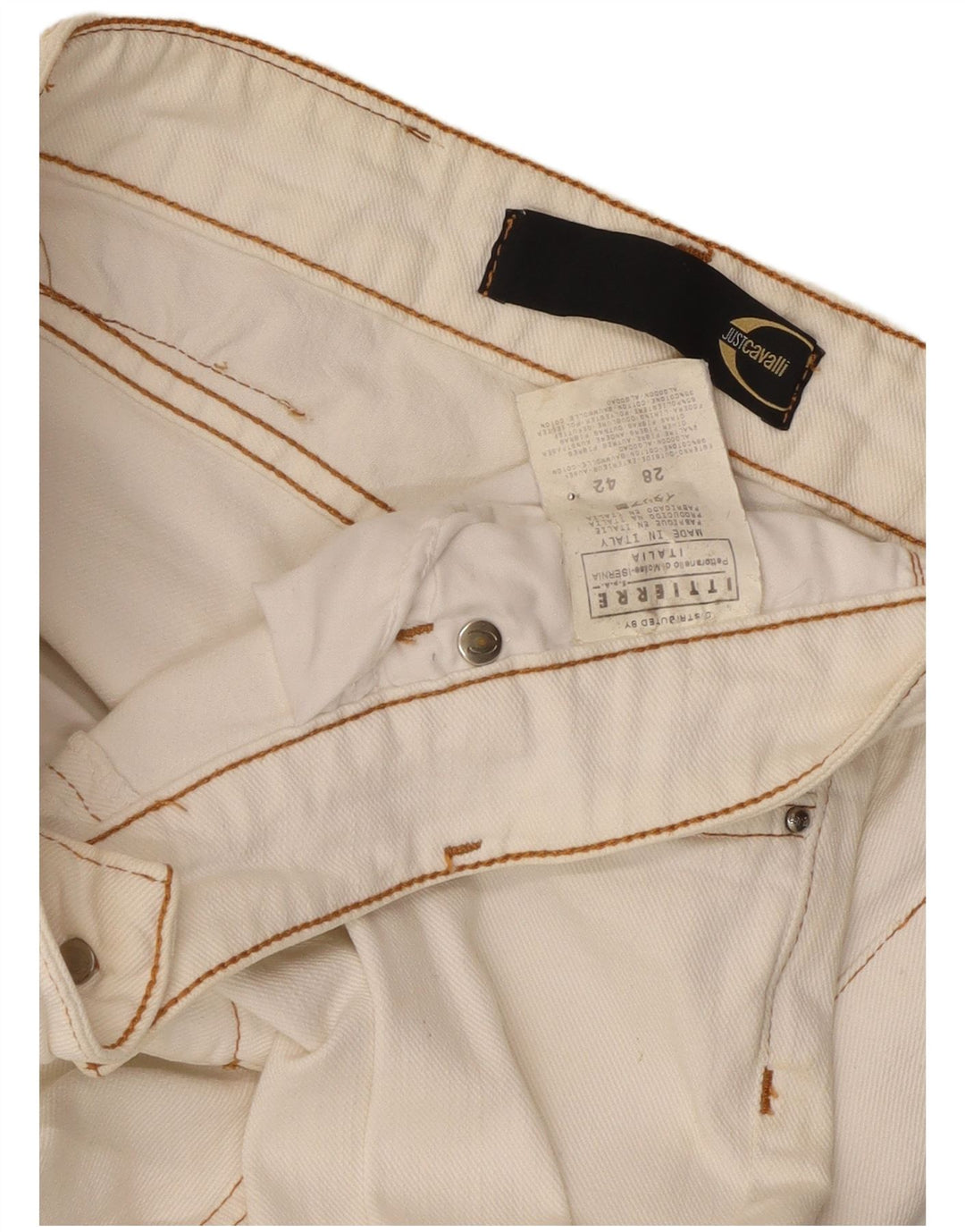 Damskie jeansy Bootcut Just Cavalli W28 L29 Biała bawełna