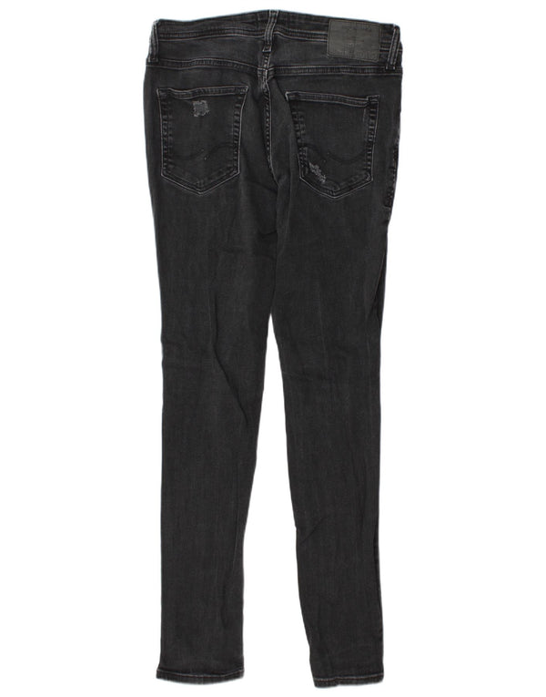 Jack & Jones Męskie Liam Distressed Skinny Jeans W31 L32 Czarne bawełniane