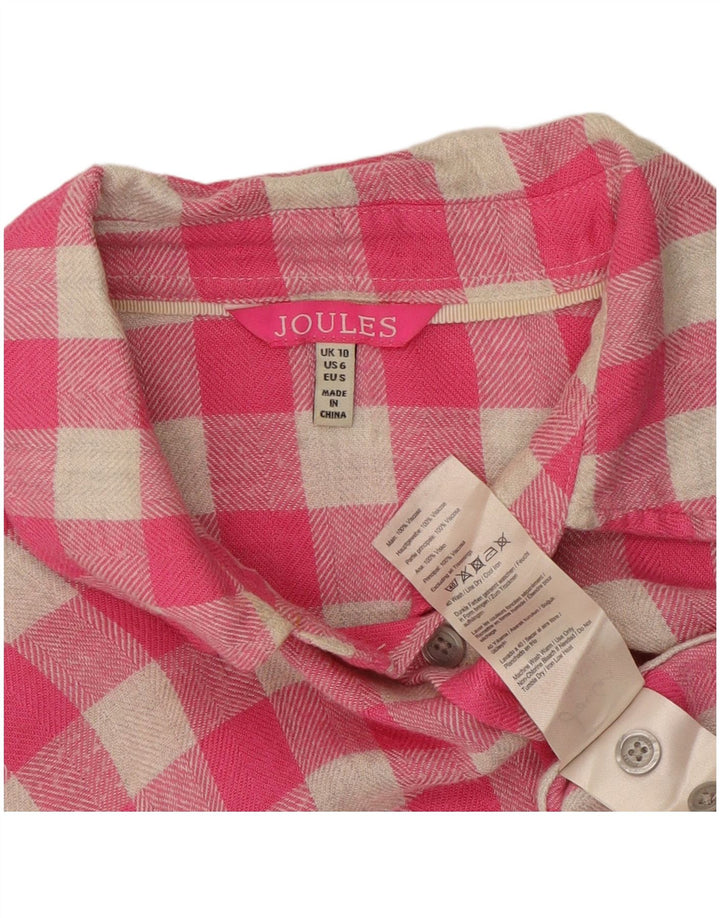 Damska koszula flanelowa oversize Joules UK 10 Small Pink Gingham wiskoza