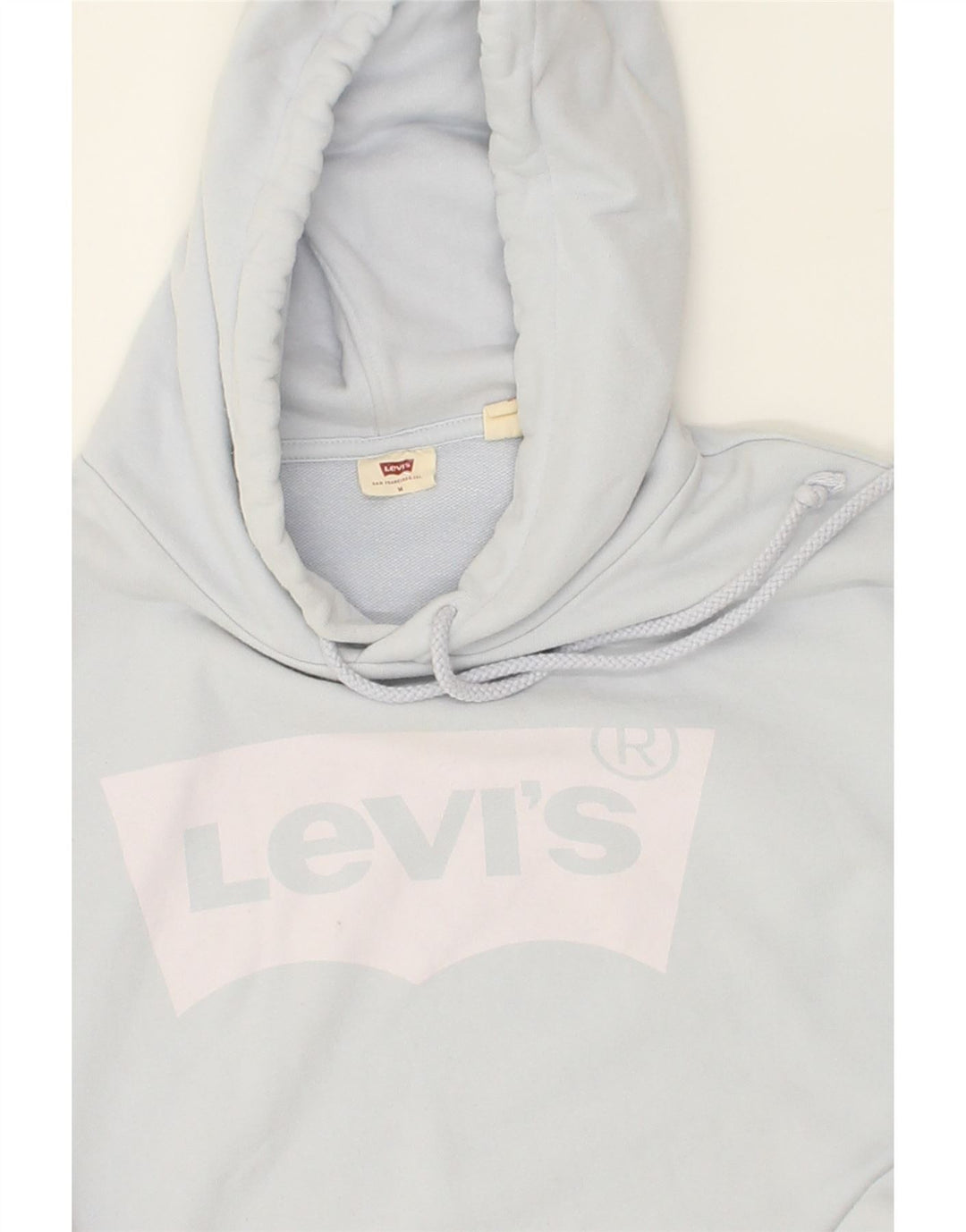 LEVI'S Womens Graphic Hoodie Jumper UK 14 Medium Blue Cotton Vintage Levi's and Second-Hand Levi's from Messina Hembry 