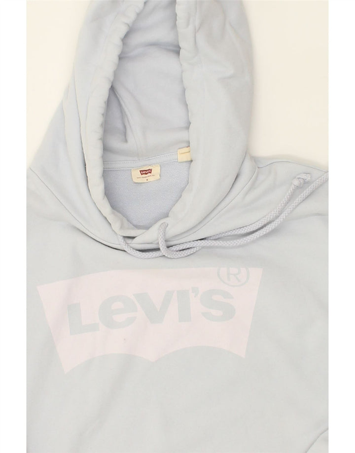 LEVI'S Womens Graphic Hoodie Jumper UK 14 Medium Blue Cotton Vintage Levi's and Second-Hand Levi's from Messina Hembry 