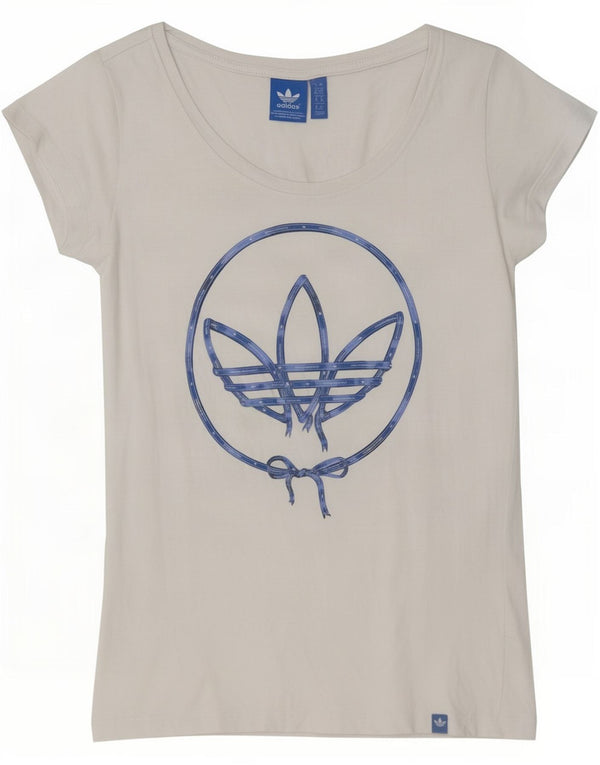 Damska koszulka graficzna Adidas Top UK 10 Small White Cotton