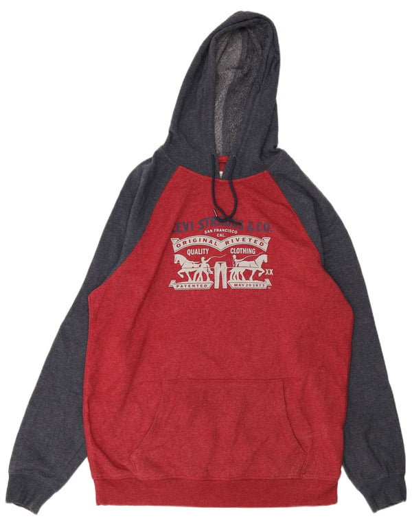 Męski sweter z kapturem Levi's Graphic Standard Fit, duży, czerwony, z blokami kolorów
