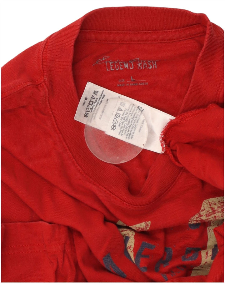 Męska koszulka z grafiką EDDIE BAUER, duża, czerwona, bawełniana