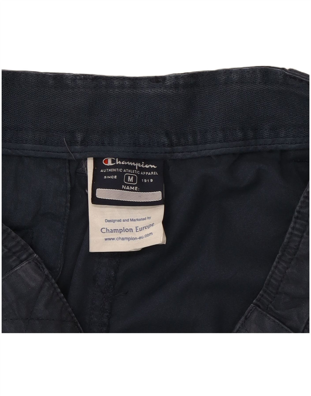 CHAMPION Mens Graphic Cargo Shorts Medium W30 Navy Blue Cotton