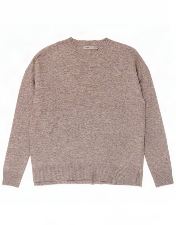 Damski sweter Oasis z dekoltem w łódkę UK 16, duży, szary, nakrapiany wiskoza