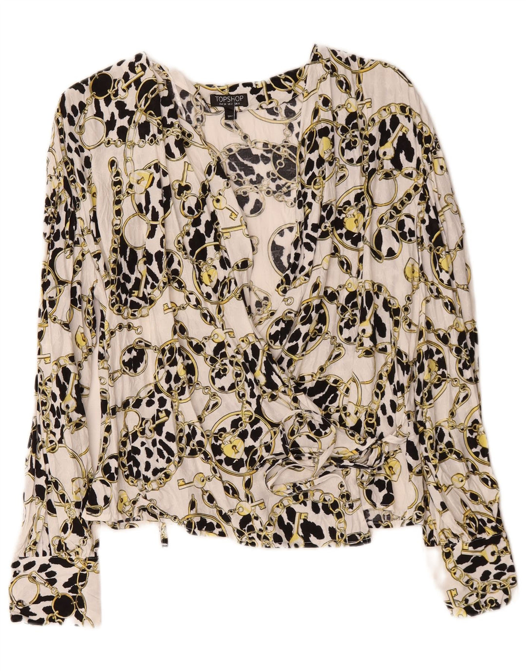 Topshop damski oversize'owy kardigan z abstrakcyjnym wzorem, UK 6 XS, biały