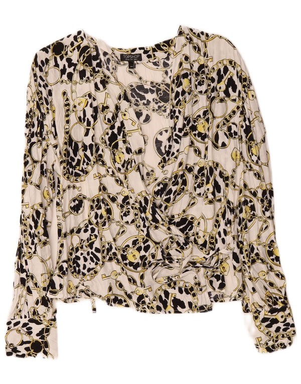 Topshop damski oversize'owy kardigan z abstrakcyjnym wzorem, UK 6 XS, biały