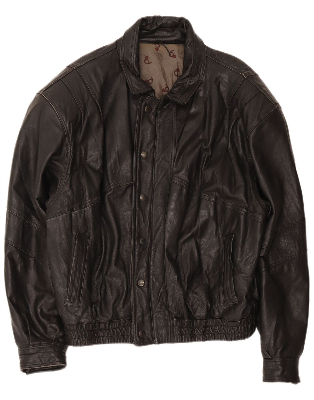 Męska kurtka skórzana typu bomber w stylu vintage IT 52 XL czarna