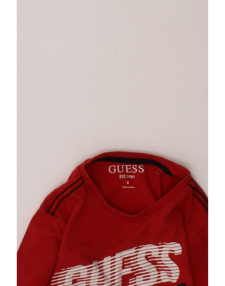 GUESS Boys Graphic T-Shirt Top 5-6 Years Red Cotton Vintage Guess and Second-Hand Guess from Messina Hembry 