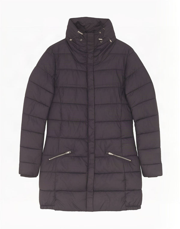 Massimo Dutti Womens Padded Coat UK 10 Small Navy Blue Polyester