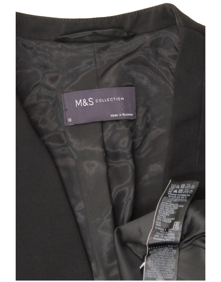 Marks & Spencer Damska marynarka zapinana na 1 guzik, UK 18 XL, czarny poliester