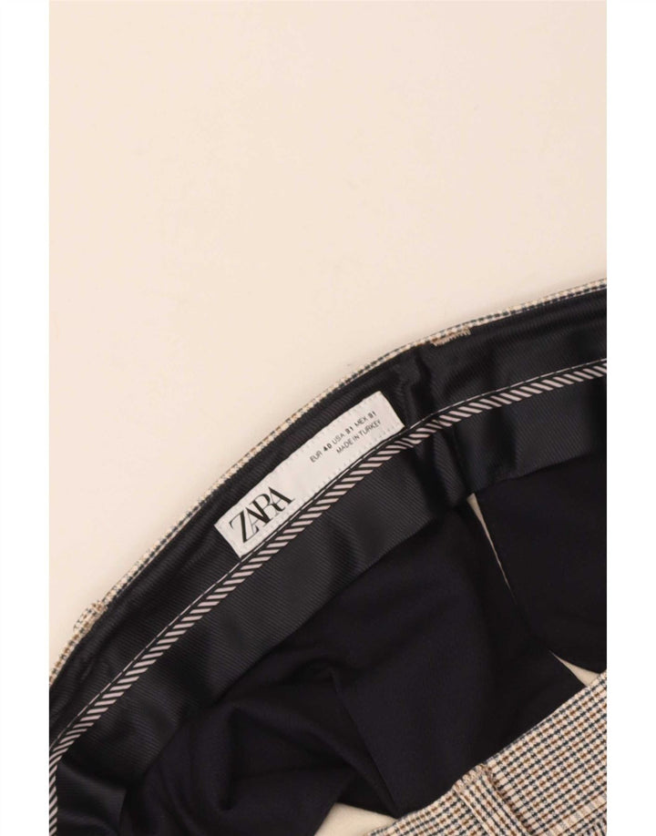Męskie spodnie garniturowe Zara EU 40 Medium W31 L27 Szara kratka