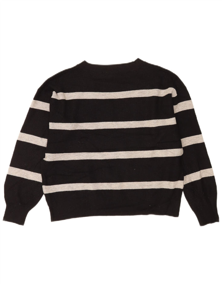Marks & Spencer Damski sweter z dekoltem w kształcie litery V, UK 14, średnie czarne paski