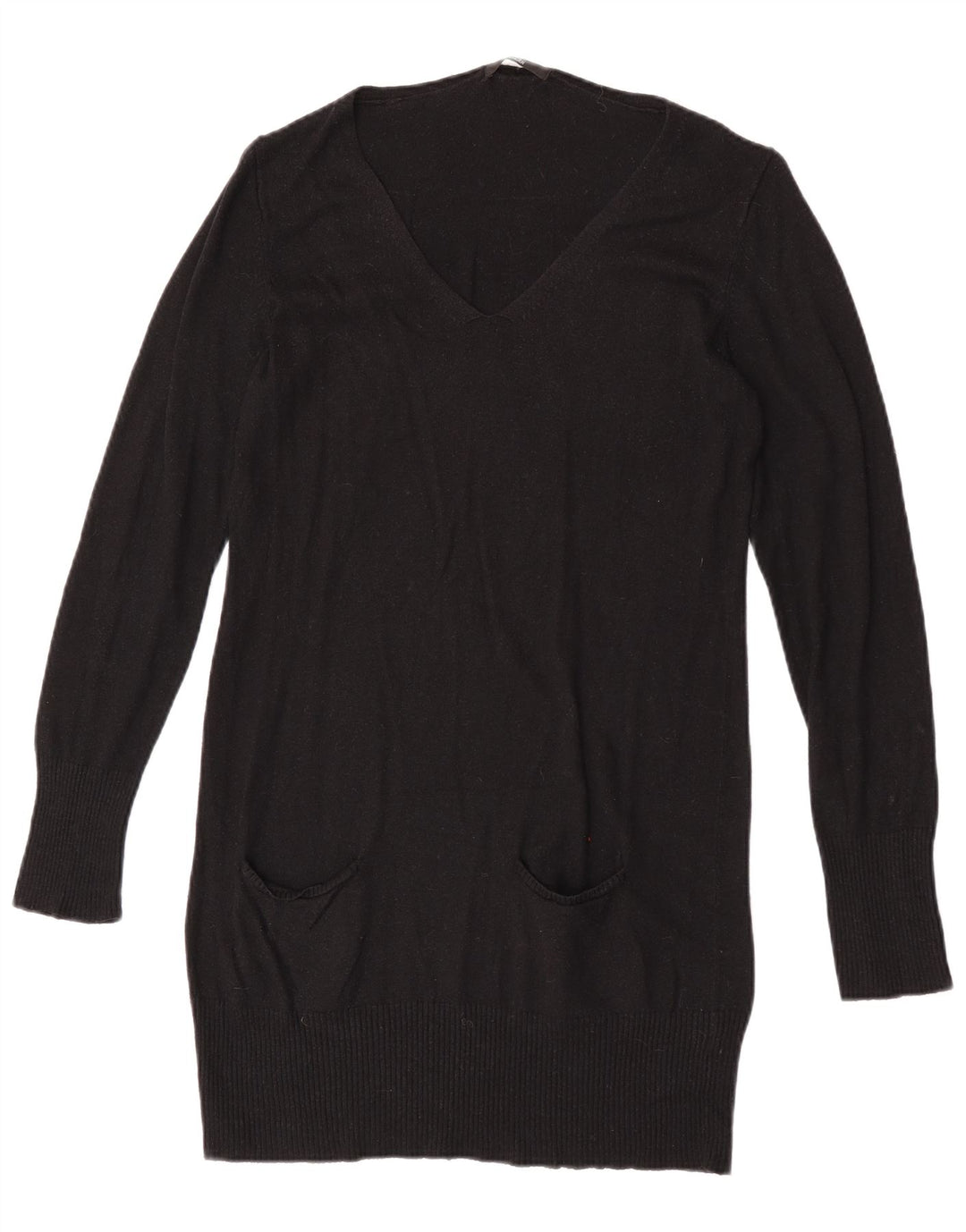 Marks & Spencer Damski sweter z długim rękawem i dekoltem w kształcie litery V, UK 14, średni czarny