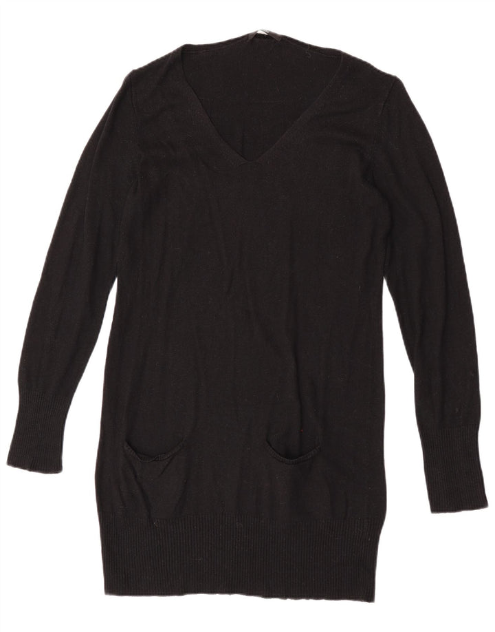 Marks & Spencer Damski sweter z długim rękawem i dekoltem w kształcie litery V, UK 14, średni czarny
