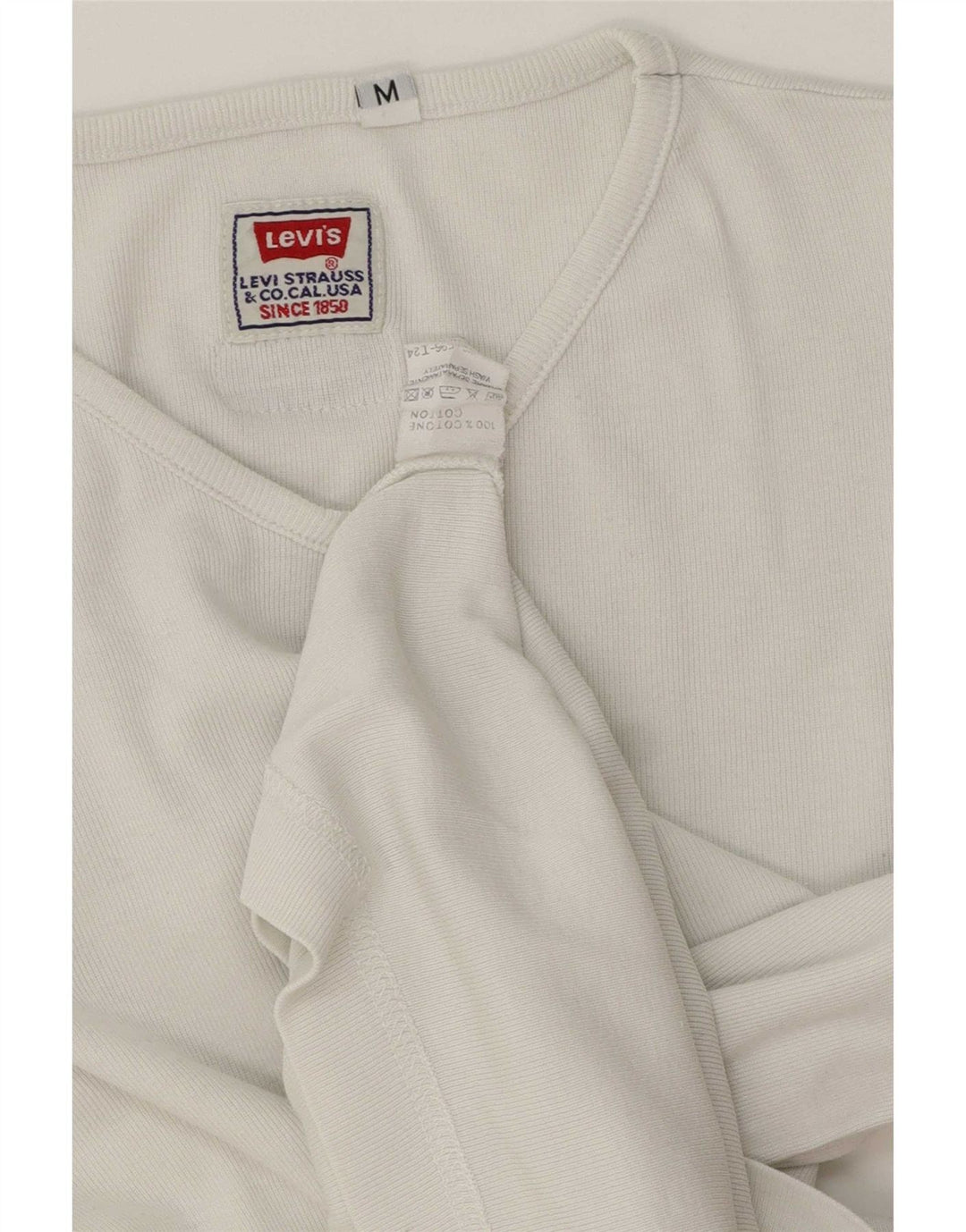 Damski top Levi's z długim rękawem UK 14, średnia biała bawełna