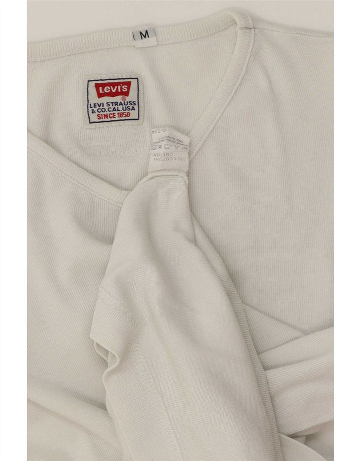 Damski top Levi's z długim rękawem UK 14, średnia biała bawełna