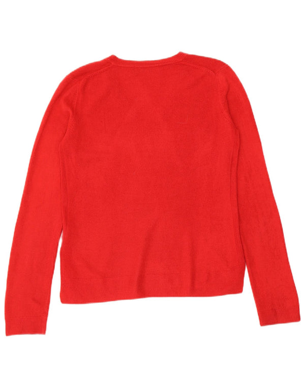 Marks & Spencer Damski sweter z dekoltem w kształcie litery V, UK 8, mały, czerwony akryl