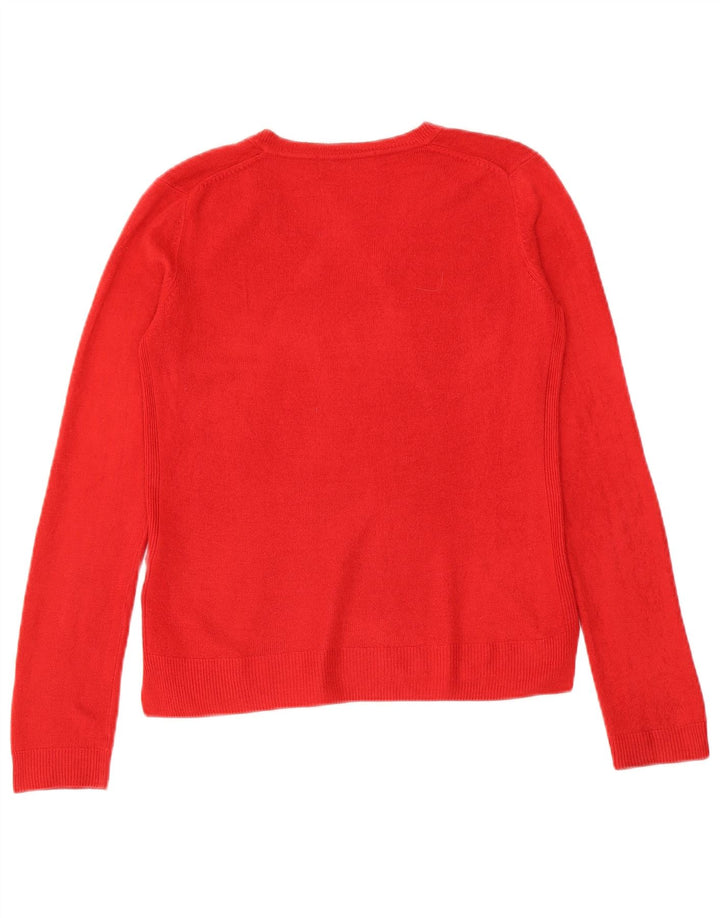 Marks & Spencer Damski sweter z dekoltem w kształcie litery V, UK 8, mały, czerwony akryl