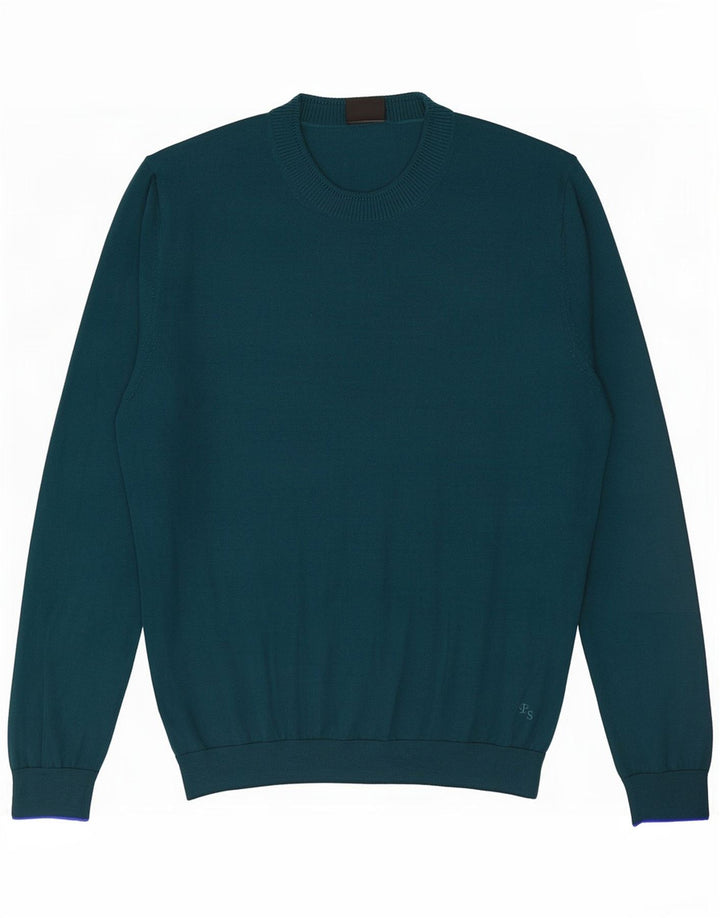 Męski sweter Paul Smith z okrągłym dekoltem, duży, zielony, z wełny merynosów