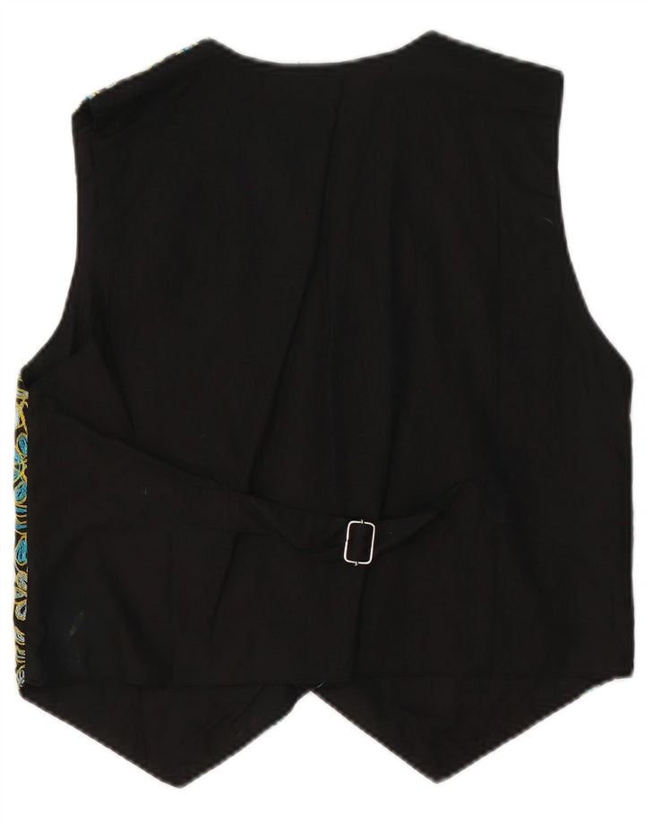 Kamizelka damska VINTAGE UK 14 Średnia czarna bawełna w kwiaty