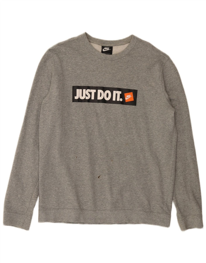 Męska bluza z grafiką Nike, duża, szara, nakrapiana bawełna