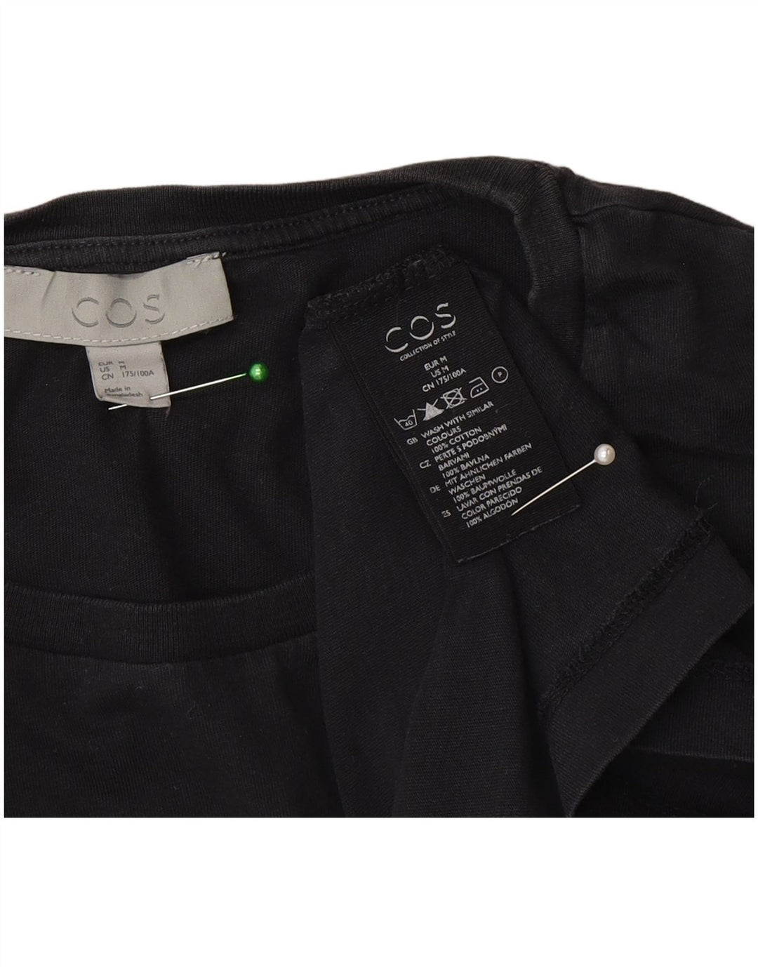 Cos Męski T-shirt Top Średni Czarny Bawełniany