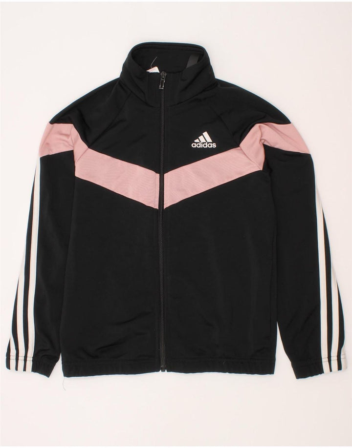 Kurtka dresowa Adidas dziewczęca 9-10 lat Czarny poliester z blokami kolorów