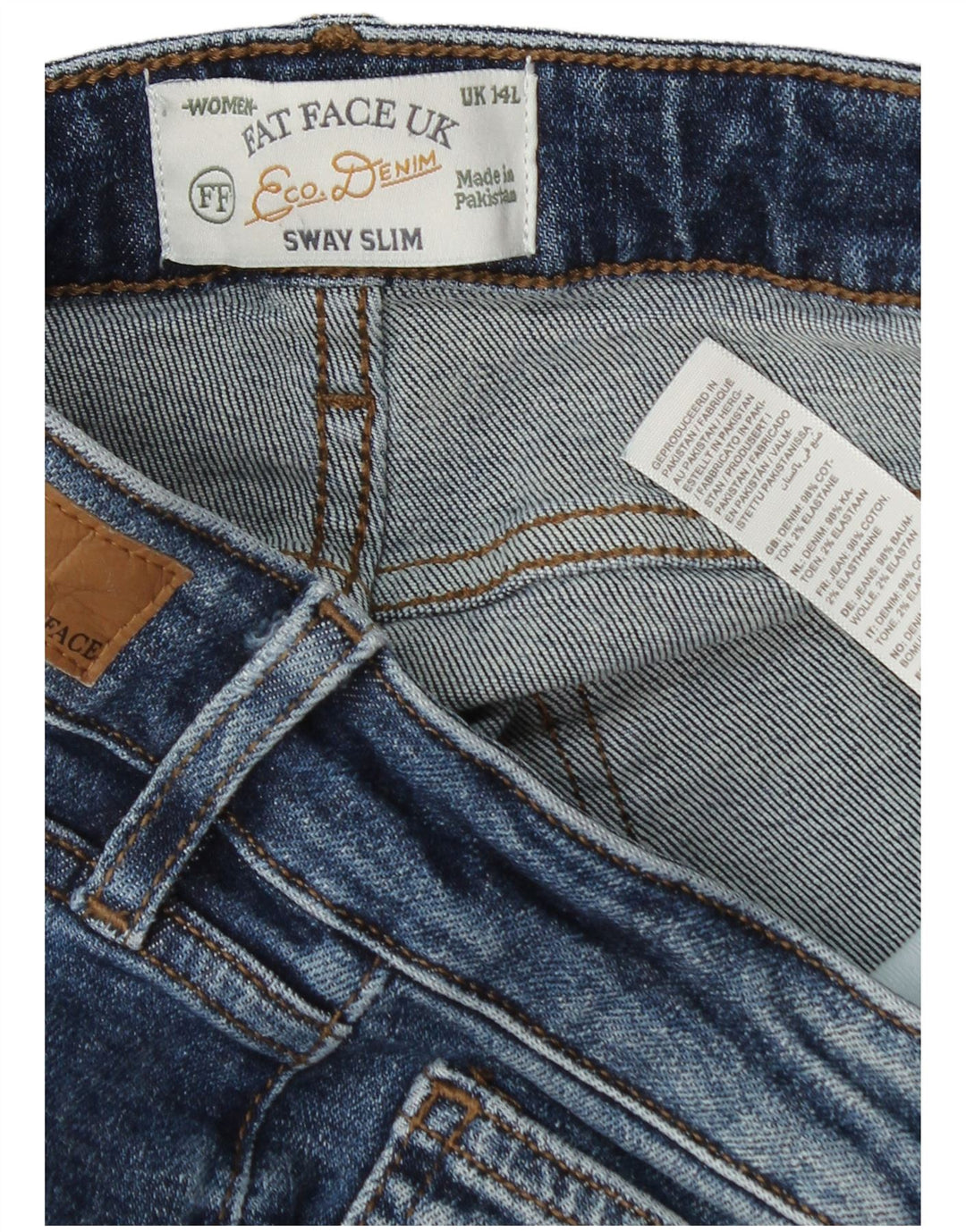 Damskie jeansy Fat Face Sway Slim UK 14 Large W32 L29 Niebieska bawełna