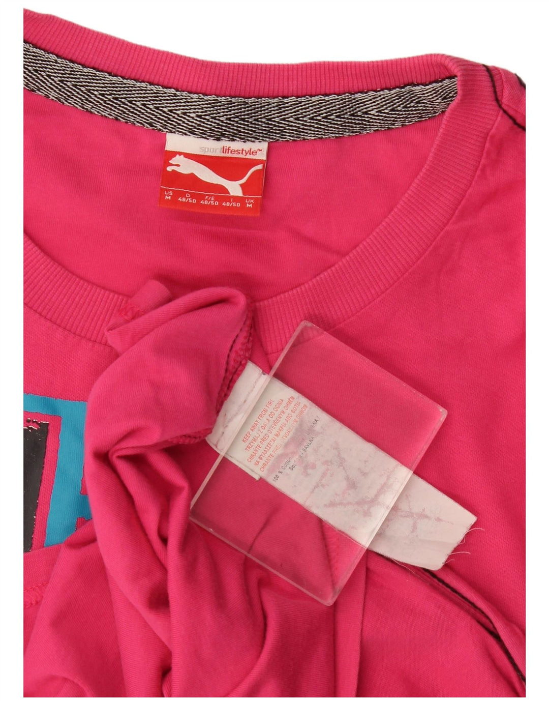 Męska koszulka z grafiką Puma Top, średnia różowa bawełna