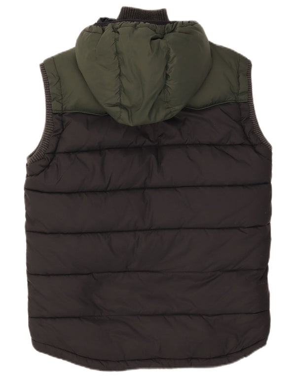 Męska wyściełana kamizelka z kapturem Superdry UK 38 Średni czarny nylon w blokach kolorów