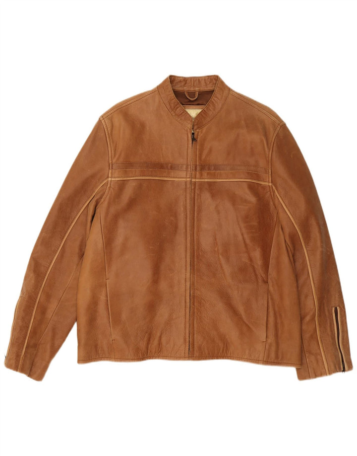 Męska kurtka skórzana w stylu vintage UK 36, średnia brązowa skóra