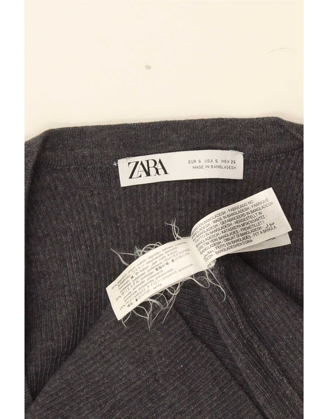 Damski krótki top Zara UK 8 Small, szary, bawełniany