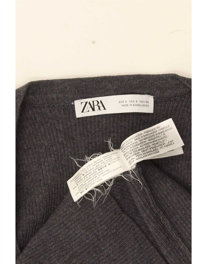 Damski krótki top Zara UK 8 Small, szary, bawełniany