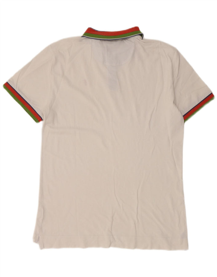 Męska koszulka polo Trussardi Jeans, mała, biała, z blokami kolorów