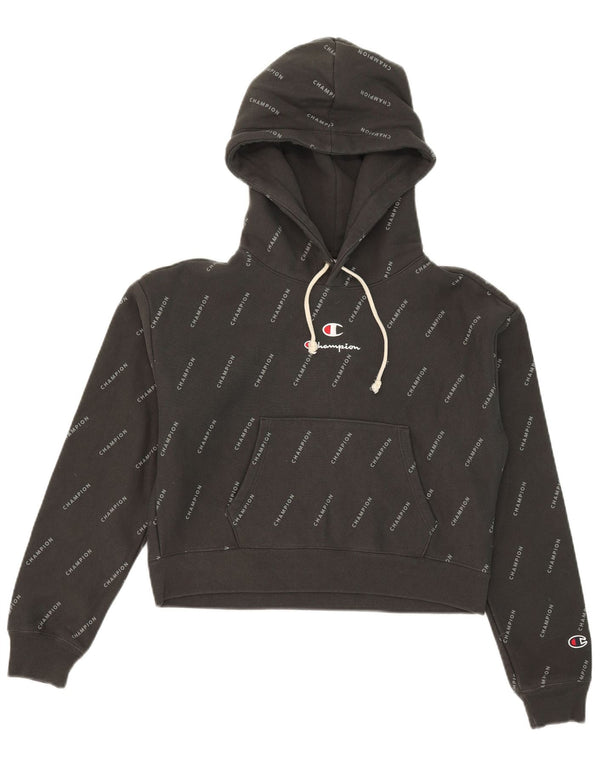 Damska bluza z kapturem Champion Crop Graphic UK 14, średnia czarna bawełna