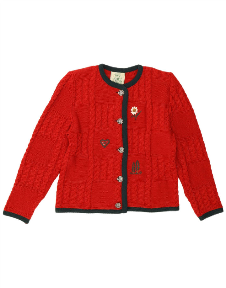 Sweter damski VINTAGE IT 42 w kolorze średniej czerwieni w kwiaty