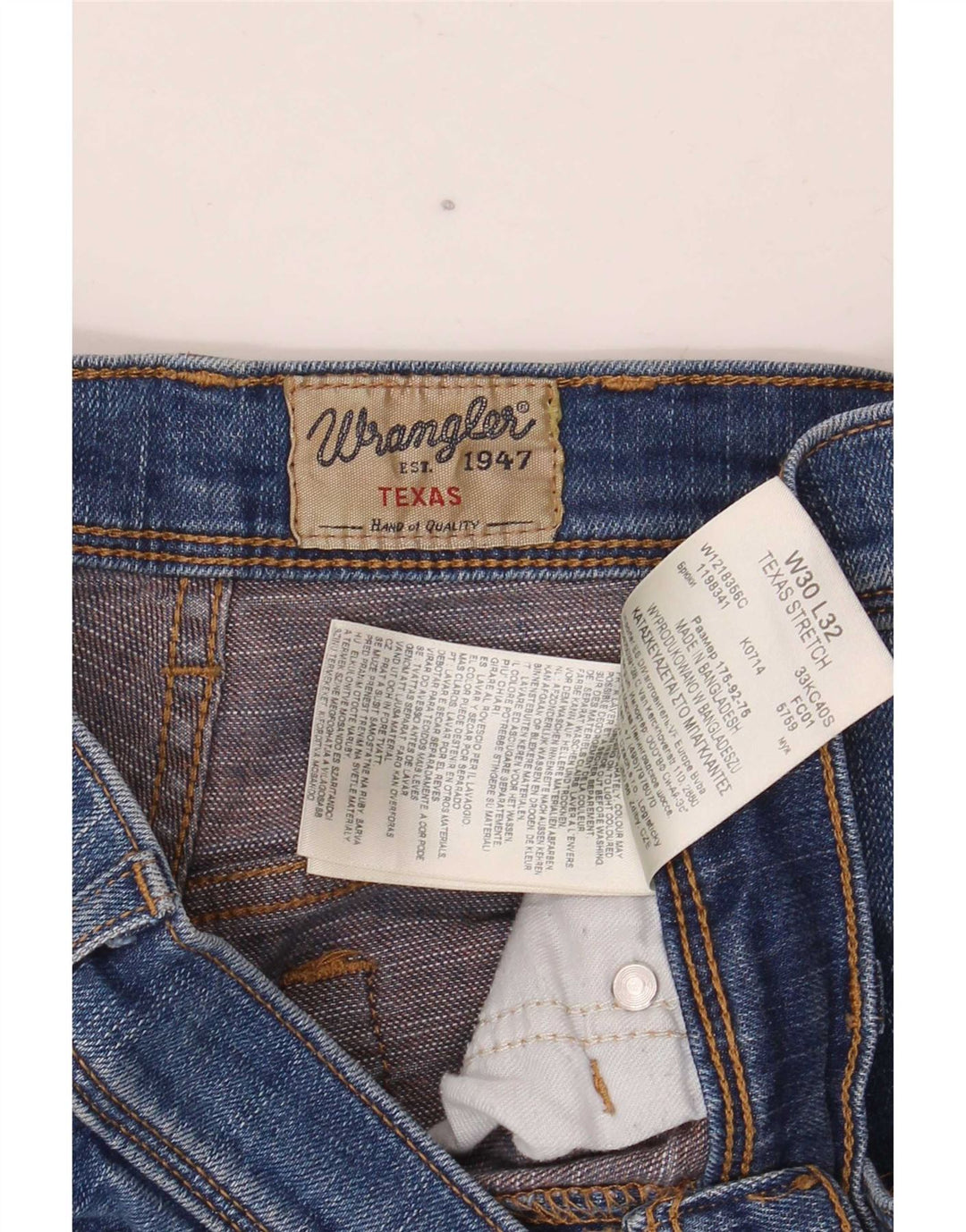 Męskie jeansy Wrangler Texas Stretch Straight W30 L32 Niebieskie bawełniane