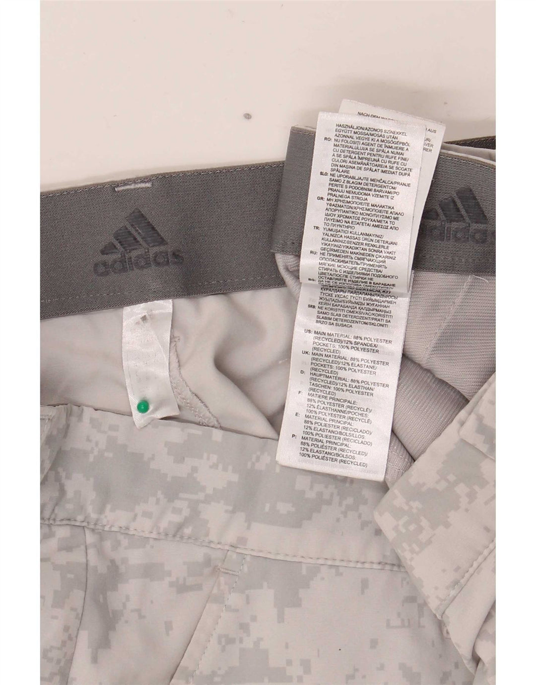 Męskie spodenki sportowe Adidas, duże, szare, kamuflaż, poliester